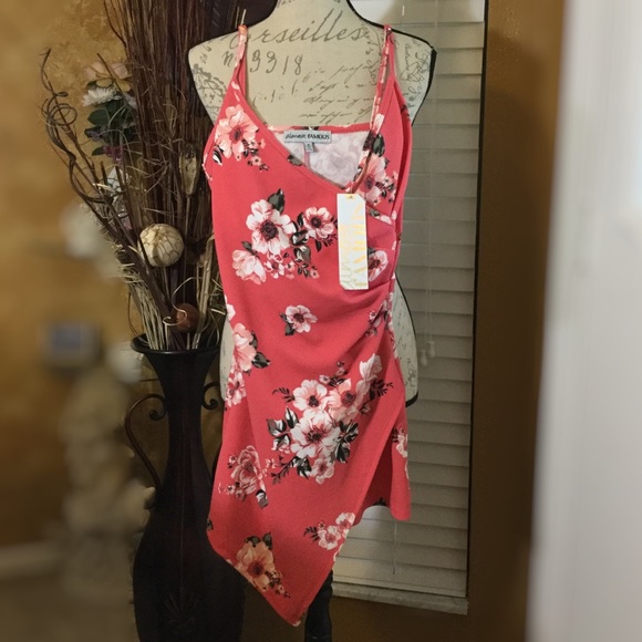 Asymmetrical Faux Wrap Dress with attached shorts - Picture 2 of 9